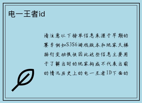 电一王者id